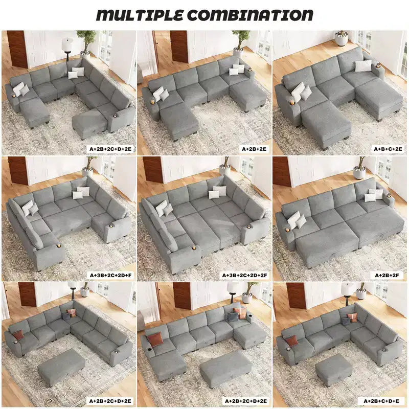 Canapé modulaire une place en chenille de 57,9 cm avec rangement caché, montage sans outil
