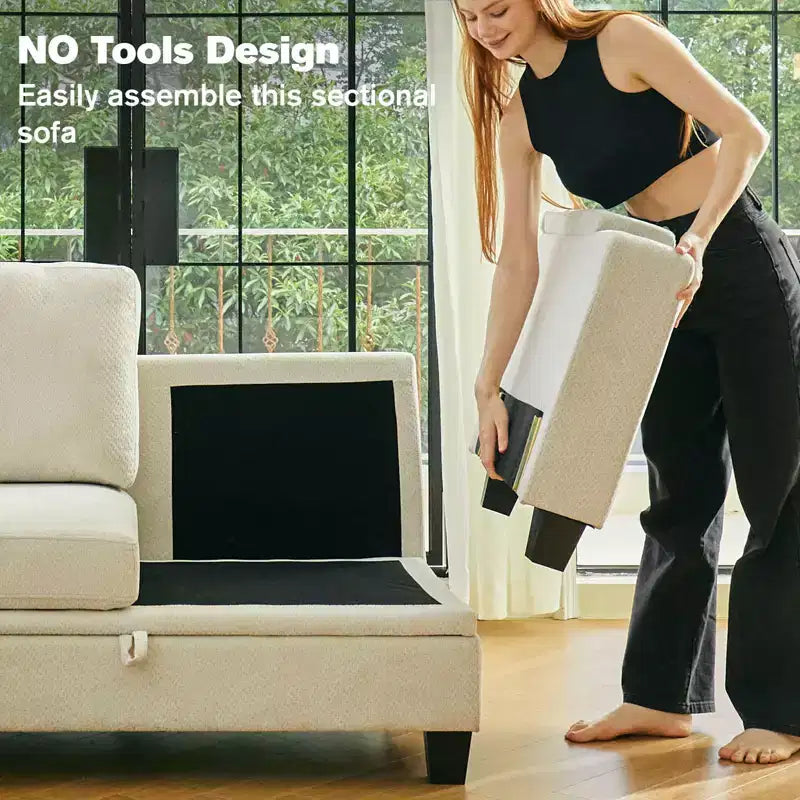 Canapé modulaire une place en chenille de 57,9 cm avec rangement caché, montage sans outil