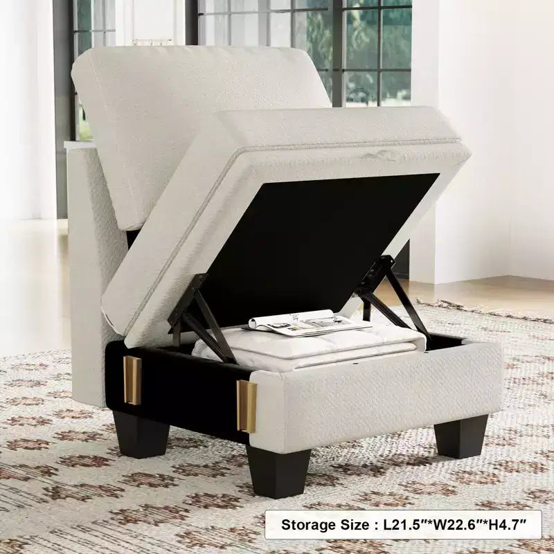 Canapé modulaire une place en chenille de 57,9 cm avec rangement caché, montage sans outil