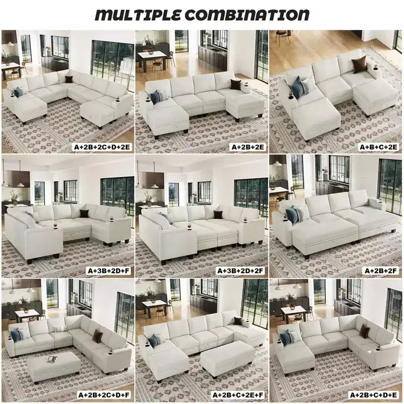 Canapé modulaire une place en chenille de 57,9 cm avec rangement caché, montage sans outil