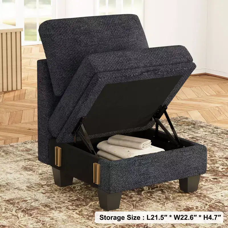Canapé modulaire une place en chenille de 57,9 cm avec rangement caché, montage sans outil