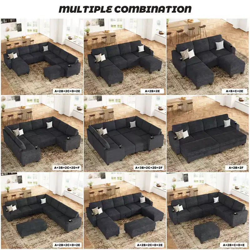 Canapé modulaire une place en chenille de 57,9 cm avec rangement caché, montage sans outil
