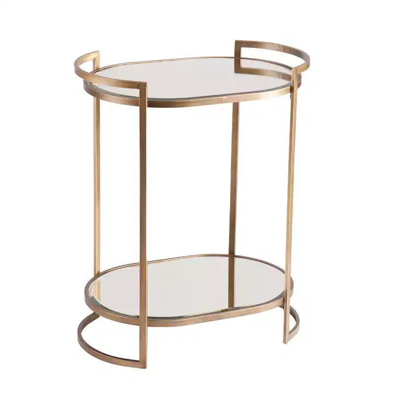 Table de bar glam avec miroir et cadre doré, 2 étagères et porte-serviettes, 66 cm de large
