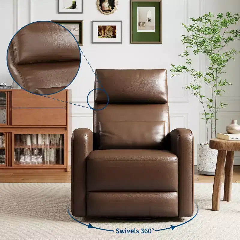 Fauteuil inclinable manuel, fauteuil inclinable, pivotant à 360°, basculant et coulissant, fauteuil-canapé rembourré en similicuir souple avec dossier ergonomique pour adultes