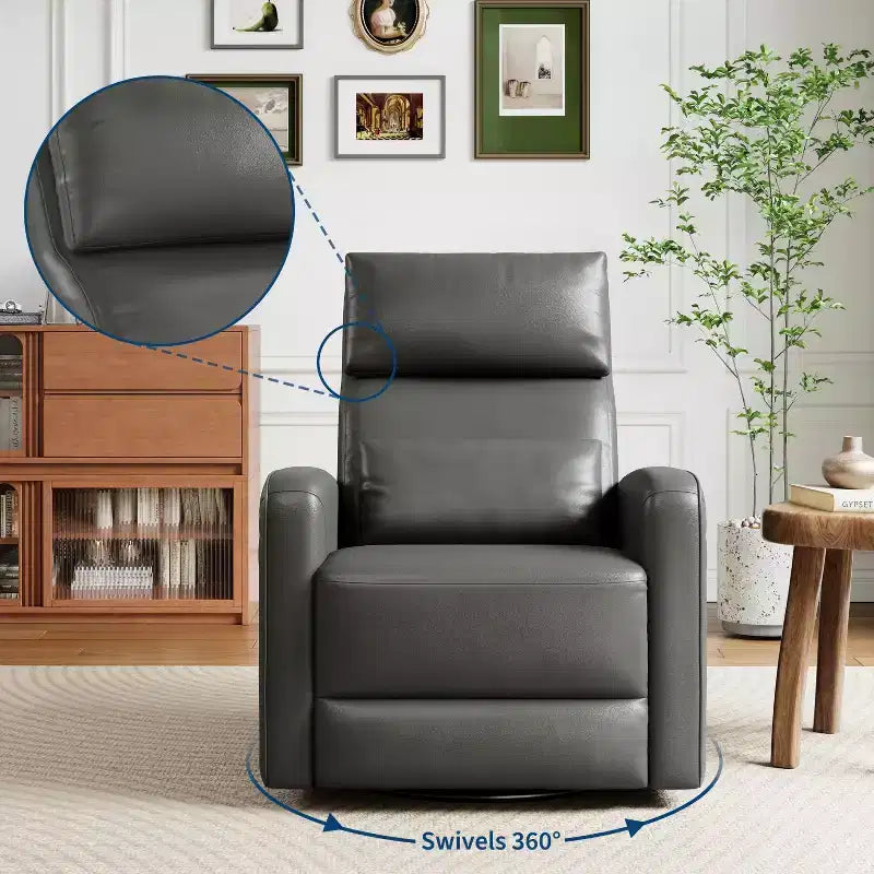 Fauteuil inclinable manuel, fauteuil inclinable, pivotant à 360°, basculant et coulissant, fauteuil-canapé rembourré en similicuir souple avec dossier ergonomique pour adultes