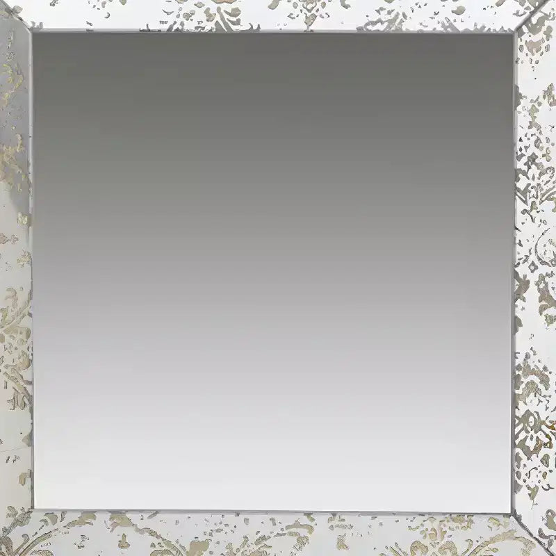 Miroir mural décoratif damassé vieilli, 38 cm, cadre en bois brun