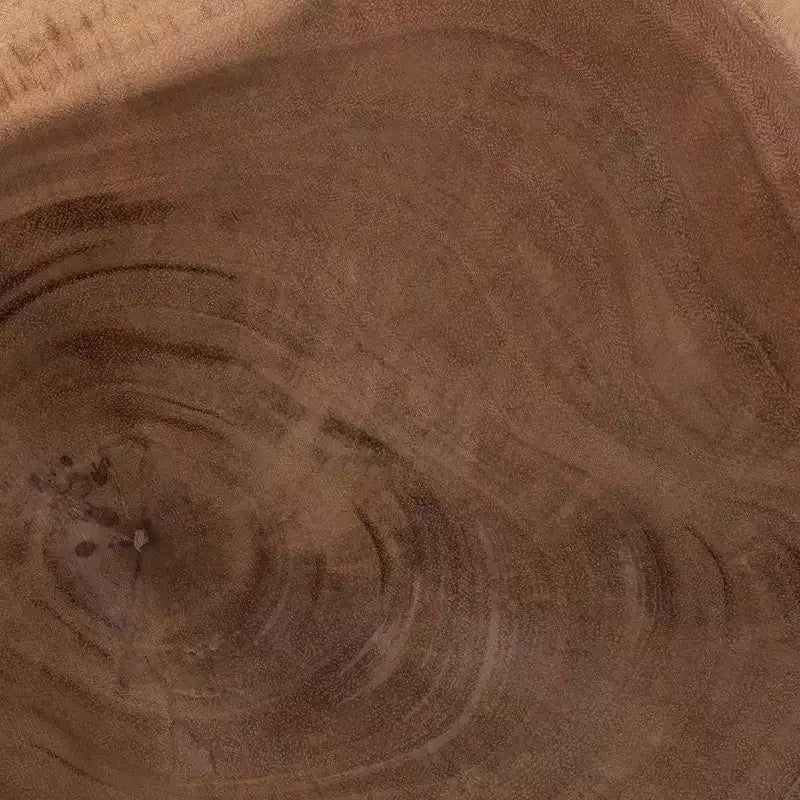Table d'appoint bohème en teck naturel avec base sculptée en forme de branche, plateau rond