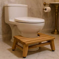 Tabouret de toilette de salle de bain en teck massif naturel 8", aide à la position accroupie