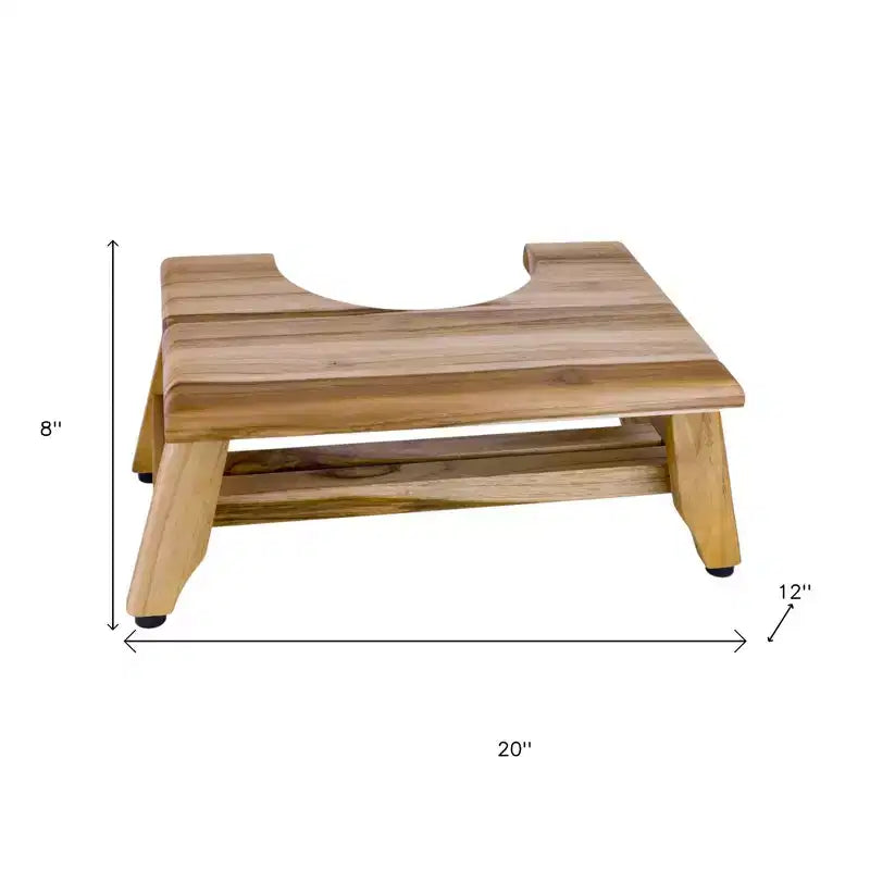 Tabouret de toilette de salle de bain en teck massif naturel 8", aide à la position accroupie