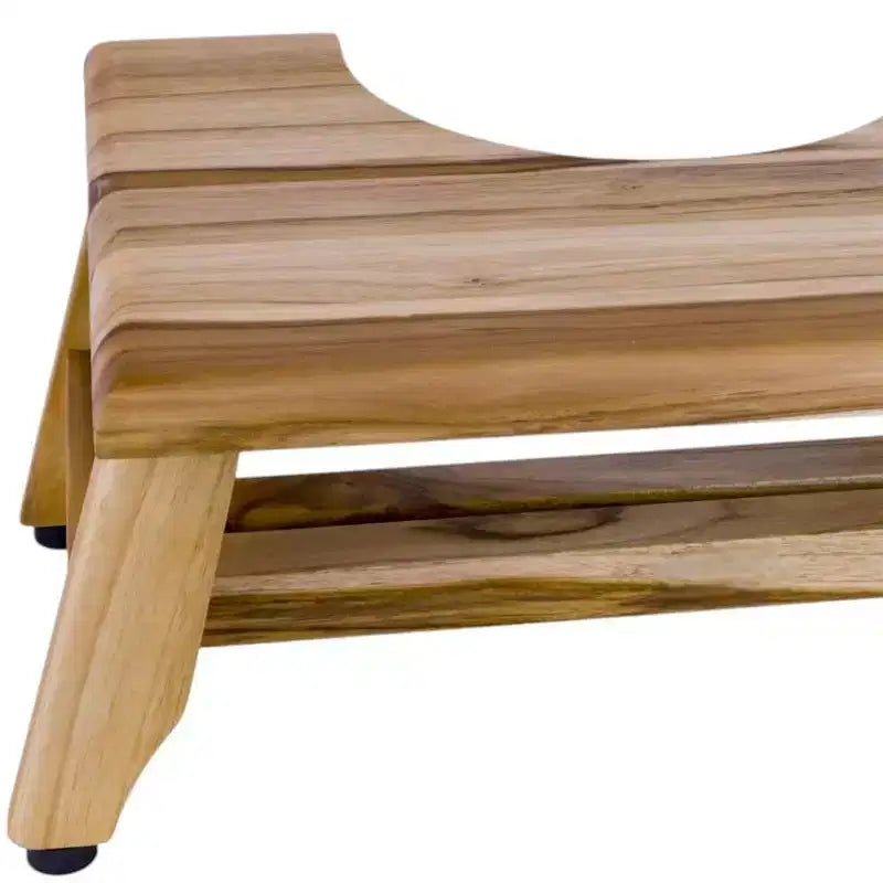 Tabouret de toilette de salle de bain en teck massif naturel 8", aide à la position accroupie