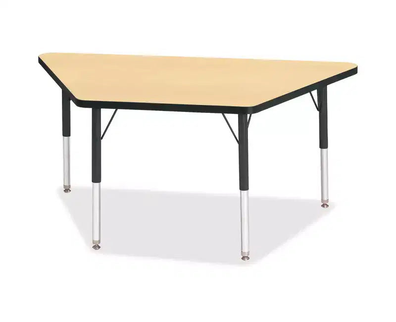 Table d'activité trapézoïdale à hauteur élémentaire 24x48, noire, réglable en hauteur