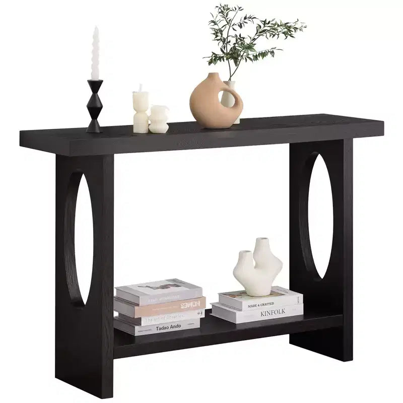 Console de ferme de 47 po avec plateau en placage de bois de 2 po d'épaisseur et étagère ouverte