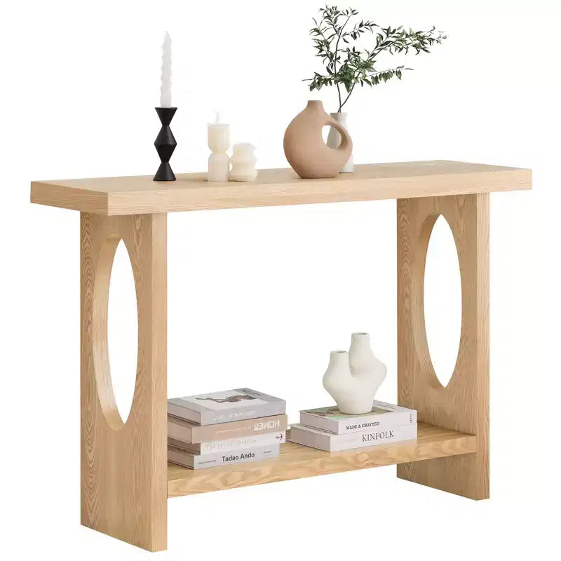 Console de ferme de 47 po avec plateau en placage de bois de 2 po d'épaisseur et étagère ouverte