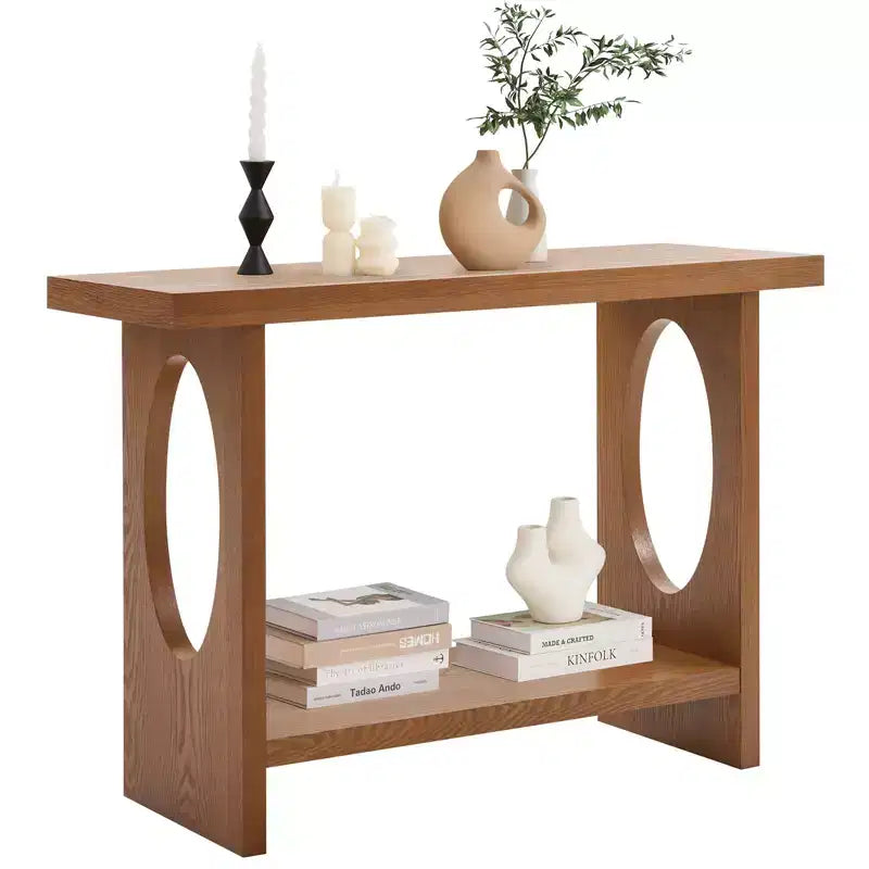 Console de ferme de 47 po avec plateau en placage de bois de 2 po d'épaisseur et étagère ouverte