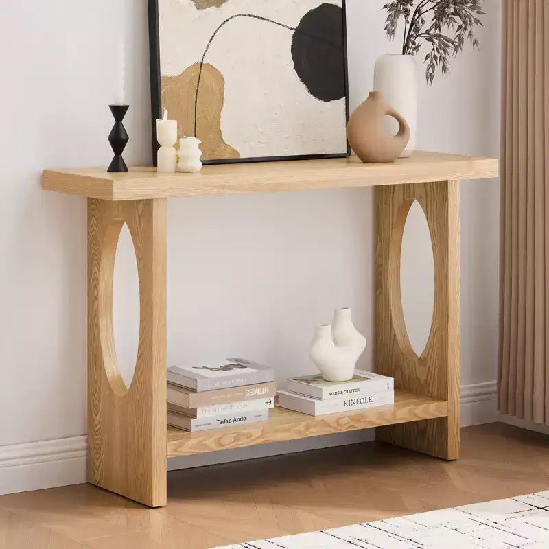 Console de ferme de 47 po avec plateau en placage de bois de 2 po d'épaisseur et étagère ouverte