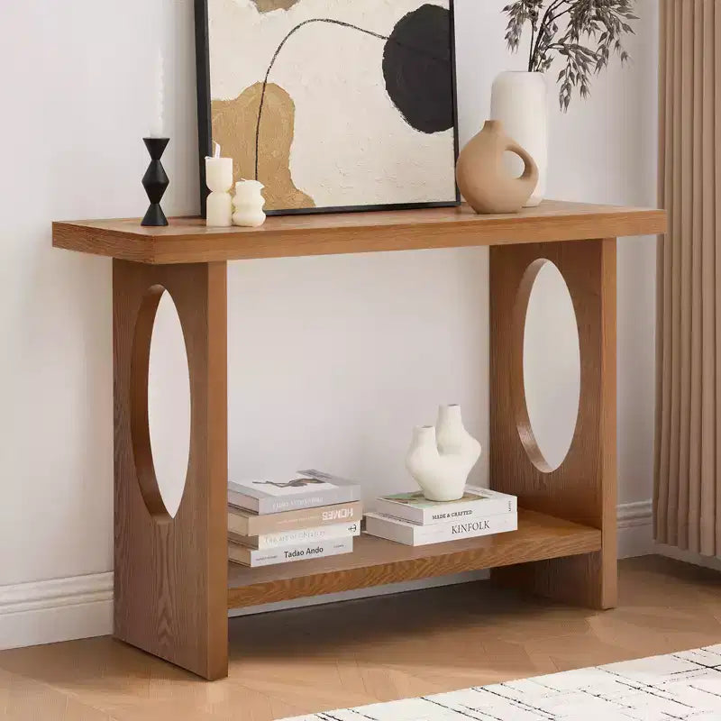 Console de ferme de 47 po avec plateau en placage de bois de 2 po d'épaisseur et étagère ouverte