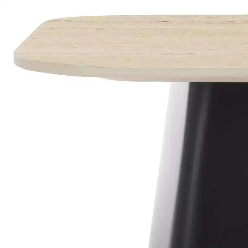Table d'appoint moderne avec plateau en porcelaine et piètement en fer noir, beige/noir