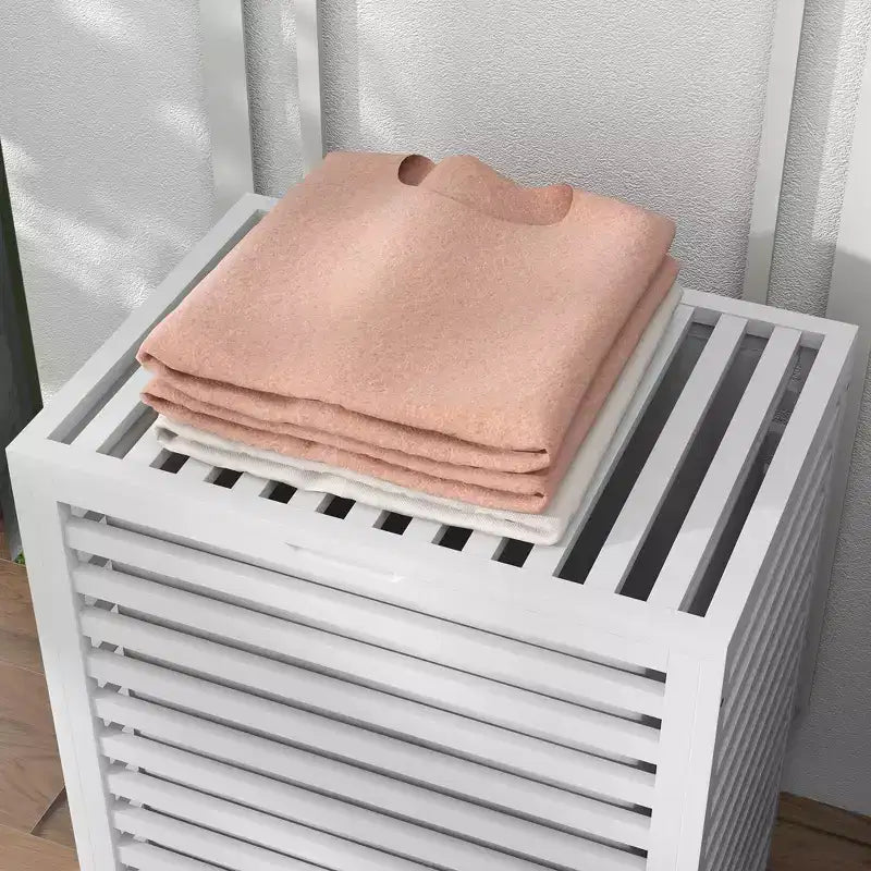 Panier à Linge en Bambou avec Couvercle et Sac Amovible, 50x36x60 cm, Café