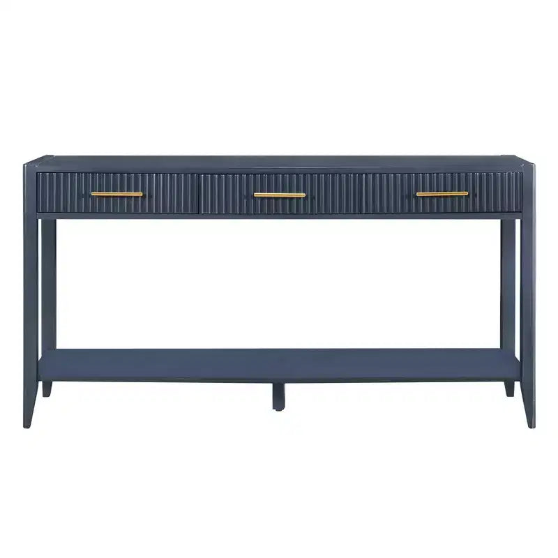 Console de 60 po peinte avec 3 tiroirs Table d'entrée en bois avec étagère de rangement Table de canapé de style rustique pour salon, beige