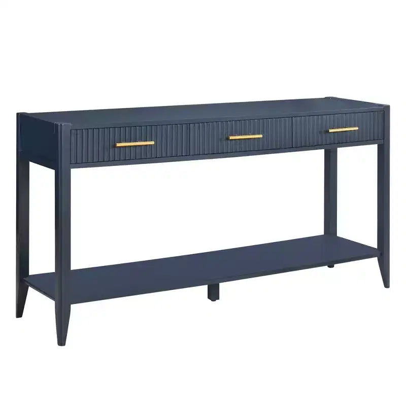 Console de 60 po peinte avec 3 tiroirs Table d'entrée en bois avec étagère de rangement Table de canapé de style rustique pour salon, beige