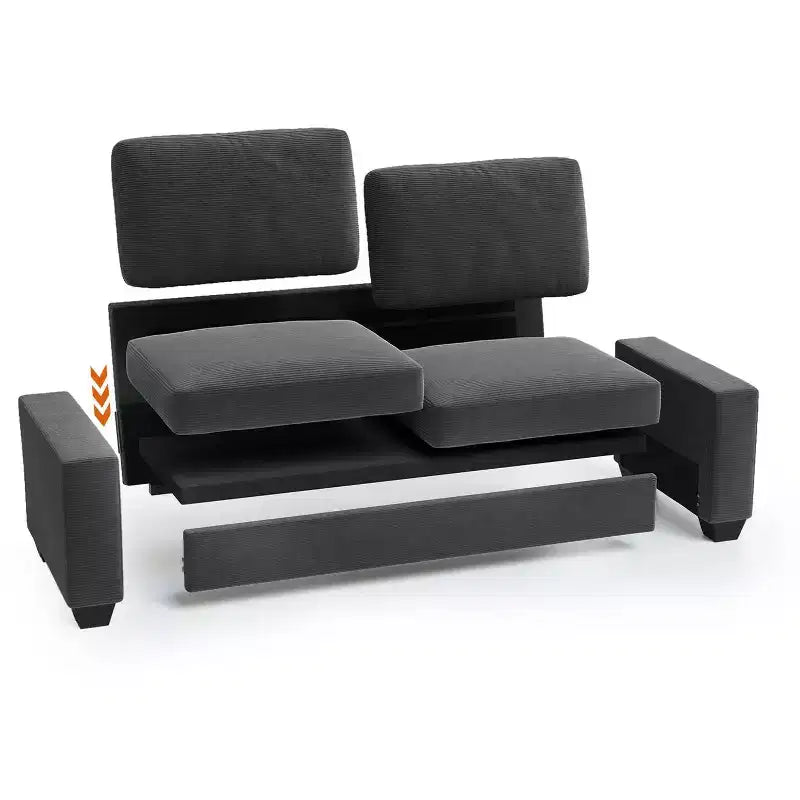 83 Canapés Confortables en Velours Côtelé, Canapé Moderne Rembourré avec Larges Accoudoirs, Canapé Nuage avec Assise Profonde