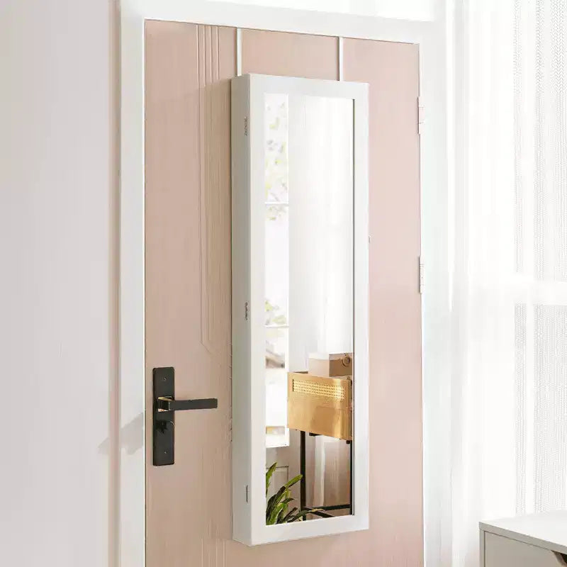 Armoire à bijoux murale avec miroir pleine longueur, 6 lumières LED et serrure, 120 cm