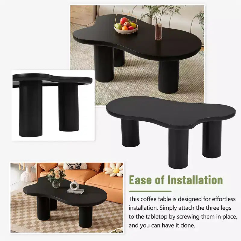 Table basse nuage pour salon, jolie table d'appoint à 3 pieds, table d'appoint irrégulière à coins arrondis pour petits espaces, facile à assembler
