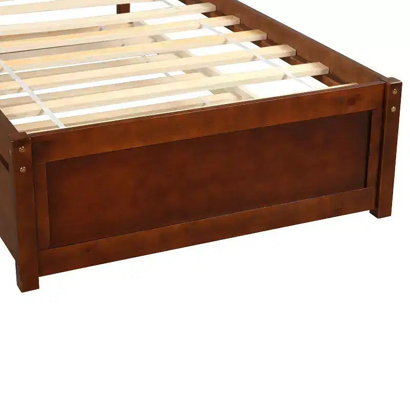 Lit plateforme double en bois avec lit gigogne Espresso