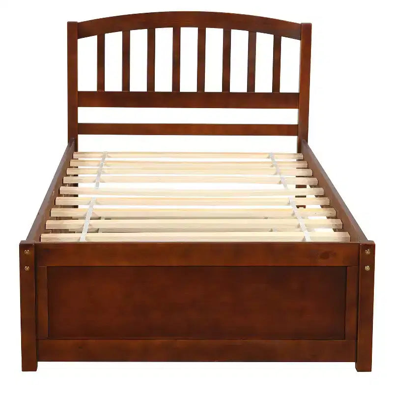 Lit plateforme double en bois avec lit gigogne Espresso