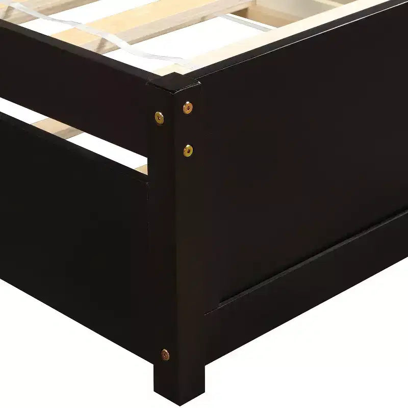Lit plateforme double en bois avec lit gigogne Espresso