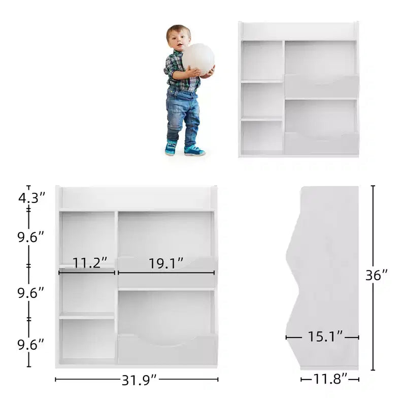 Étagère à Livres et Rangement de Jouets pour Enfants, Organisateur de Rangement de Jouets à 3 Niveaux, Meuble de Rangement à 5 Cubes, Étagère à Livres pour Tout-Petits