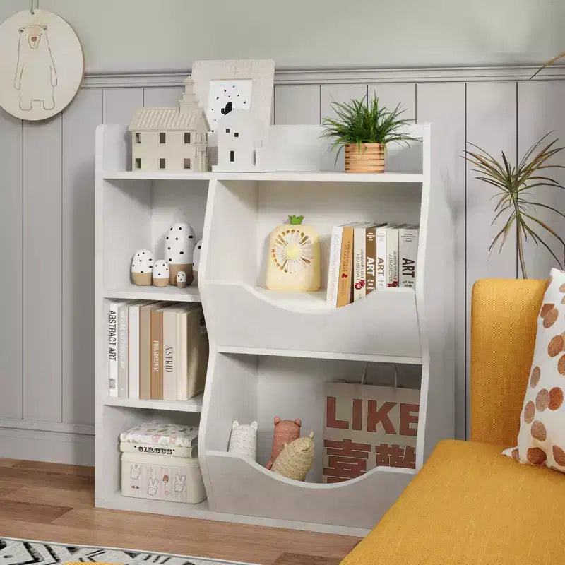 Étagère à Livres et Rangement de Jouets pour Enfants, Organisateur de Rangement de Jouets à 3 Niveaux, Meuble de Rangement à 5 Cubes, Étagère à Livres pour Tout-Petits