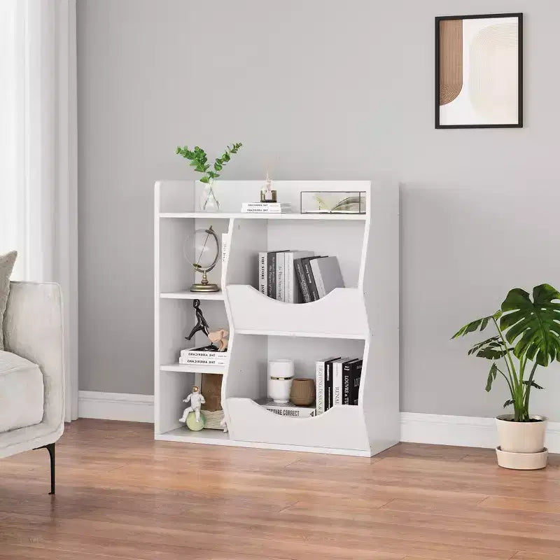Étagère à Livres et Rangement de Jouets pour Enfants, Organisateur de Rangement de Jouets à 3 Niveaux, Meuble de Rangement à 5 Cubes, Étagère à Livres pour Tout-Petits