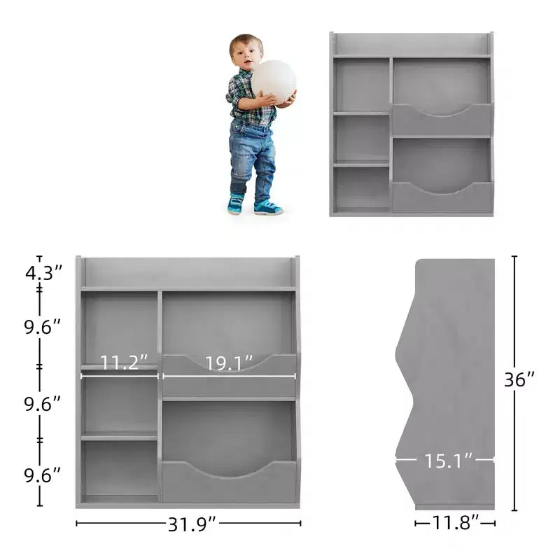 Étagère à Livres et Rangement de Jouets pour Enfants, Organisateur de Rangement de Jouets à 3 Niveaux, Meuble de Rangement à 5 Cubes, Étagère à Livres pour Tout-Petits