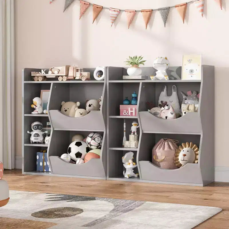 Étagère à Livres et Rangement de Jouets pour Enfants, Organisateur de Rangement de Jouets à 3 Niveaux, Meuble de Rangement à 5 Cubes, Étagère à Livres pour Tout-Petits