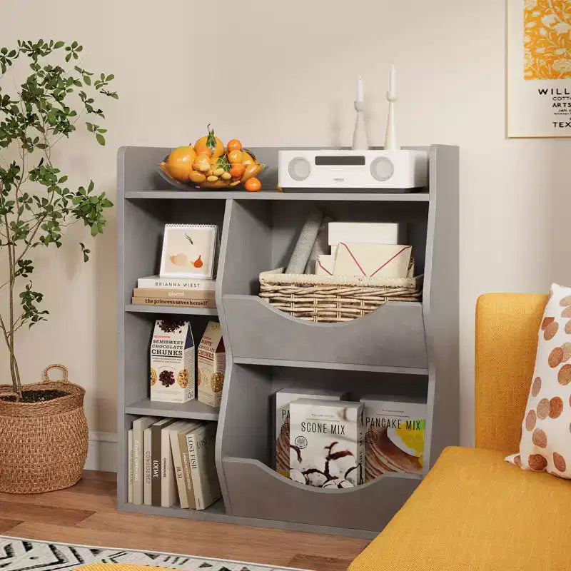 Étagère à Livres et Rangement de Jouets pour Enfants, Organisateur de Rangement de Jouets à 3 Niveaux, Meuble de Rangement à 5 Cubes, Étagère à Livres pour Tout-Petits