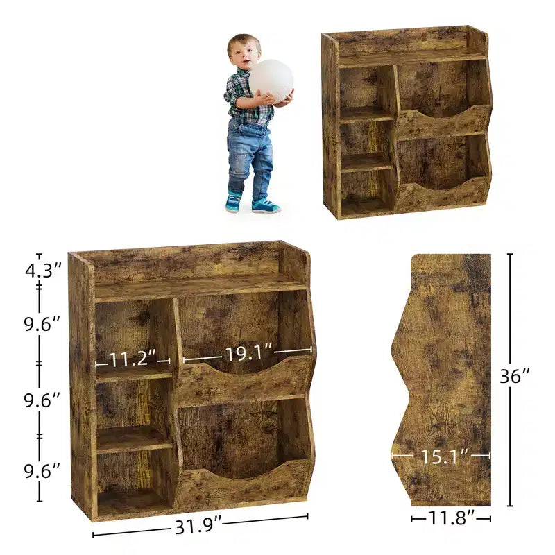 Étagère à Livres et Rangement de Jouets pour Enfants, Organisateur de Rangement de Jouets à 3 Niveaux, Meuble de Rangement à 5 Cubes, Étagère à Livres pour Tout-Petits