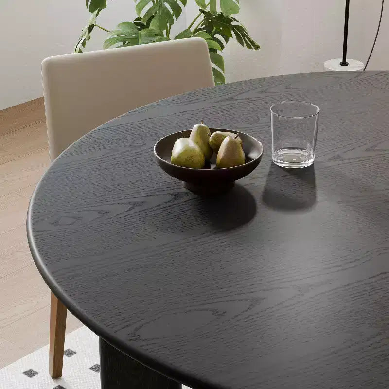 Table de salle à manger de ferme ronde de 42 po en bois massif noir, 4 places