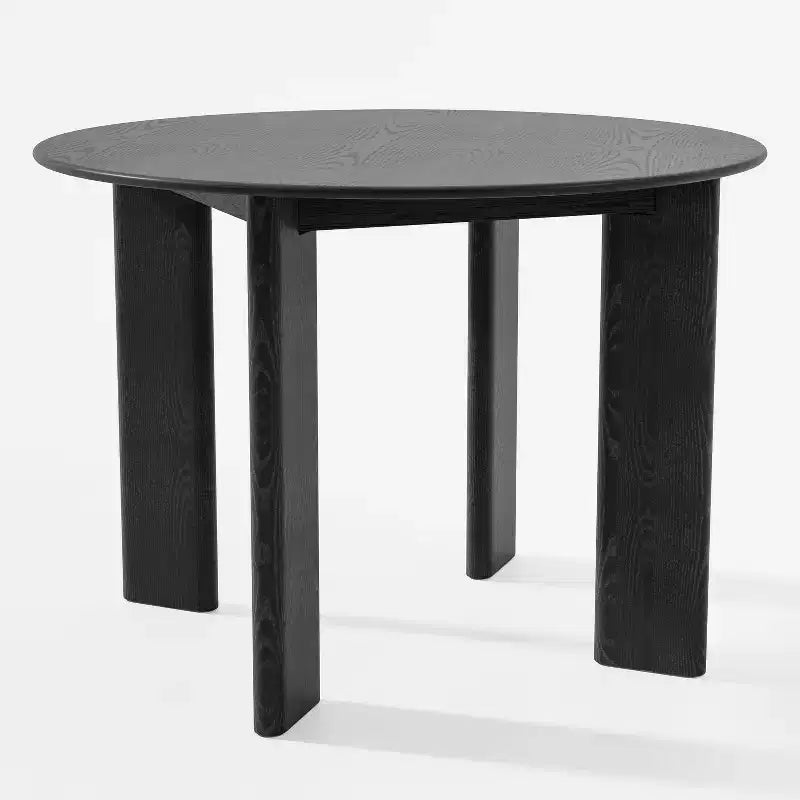 Table de salle à manger de ferme ronde de 42 po en bois massif noir, 4 places