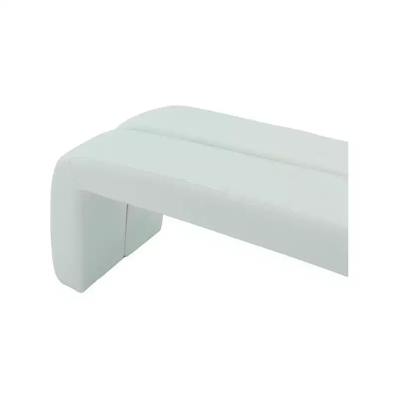 Banc capitonné en similicuir végane menthe, 51,5 po (L)