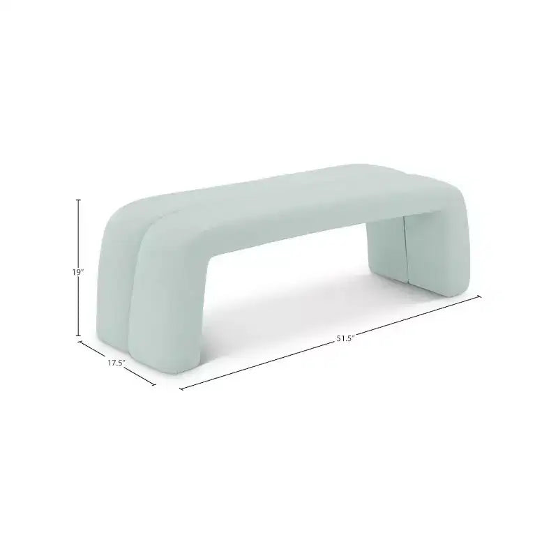 Banc capitonné en similicuir végane menthe, 51,5 po (L)