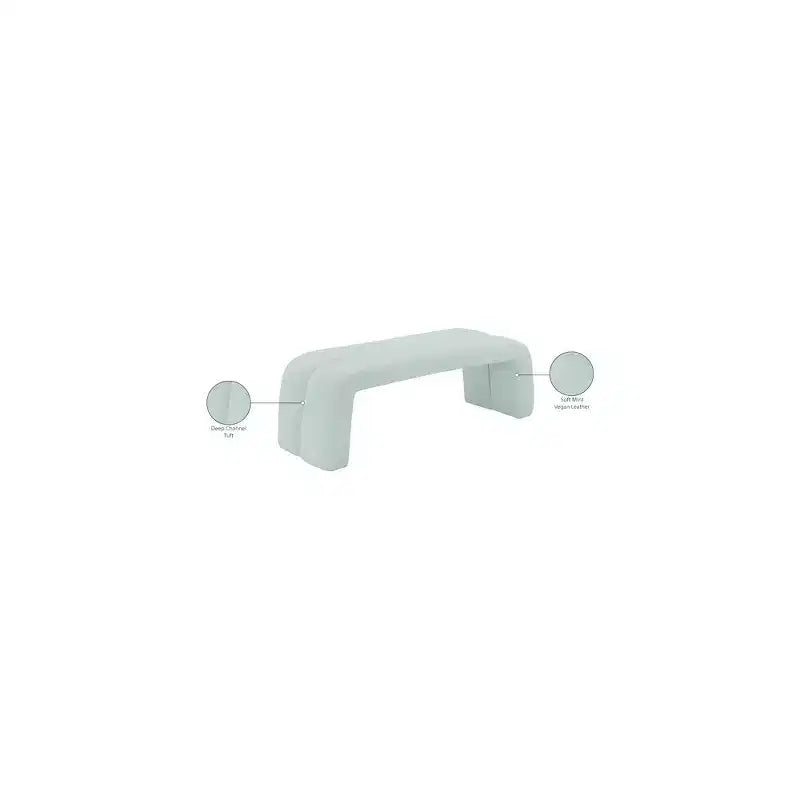 Banc capitonné en similicuir végane menthe, 51,5 po (L)
