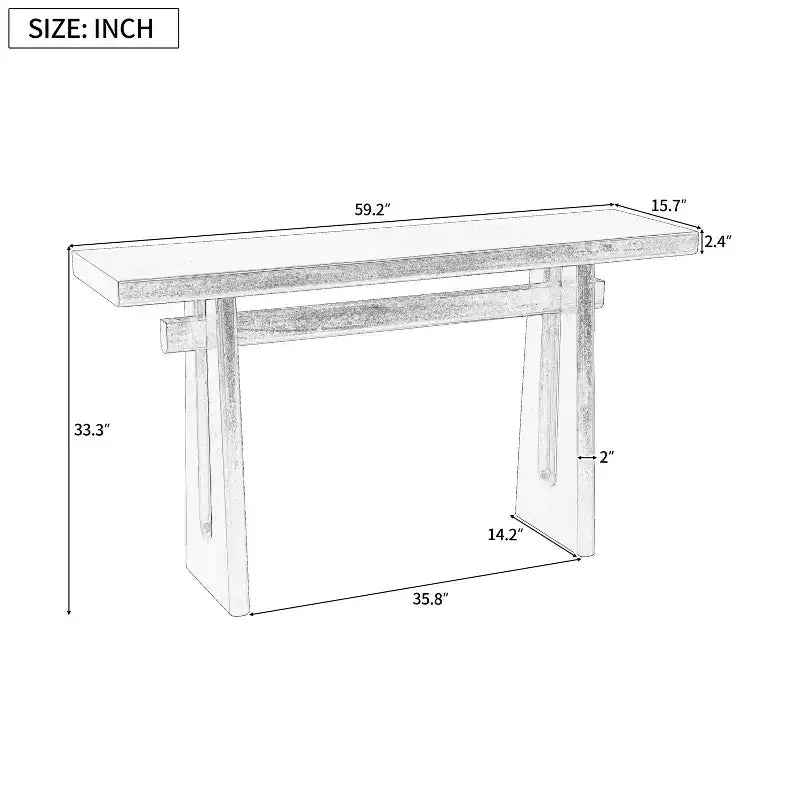 Console moderne mince avec coins arrondis, MDF, 59"L