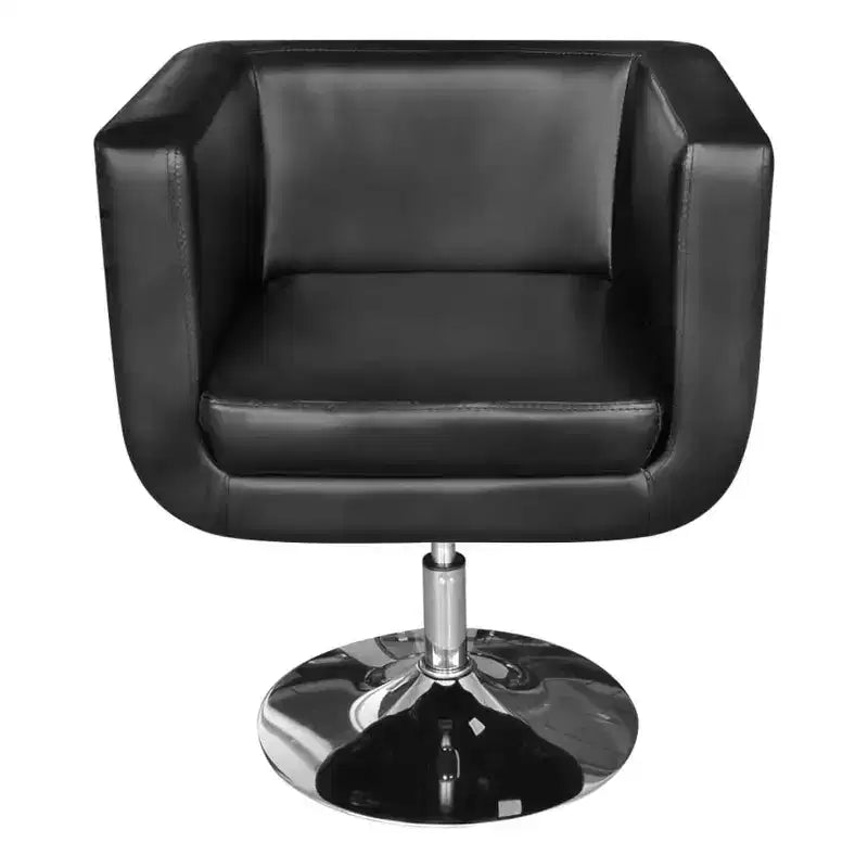 Fauteuil moderne en similicuir noir avec piètement chromé, réglable en hauteur