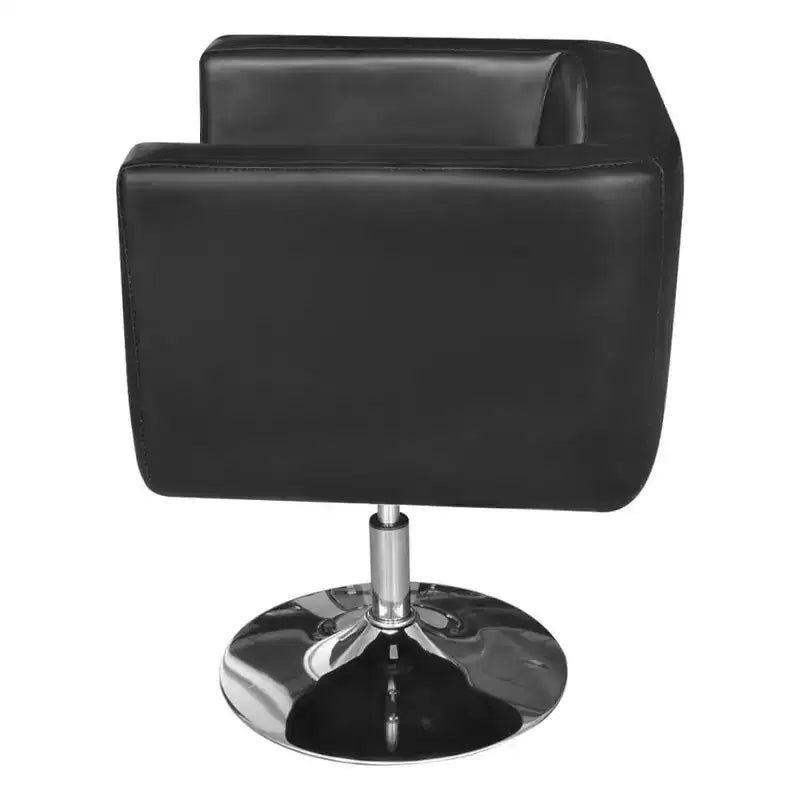 Fauteuil moderne en similicuir noir avec piètement chromé, réglable en hauteur