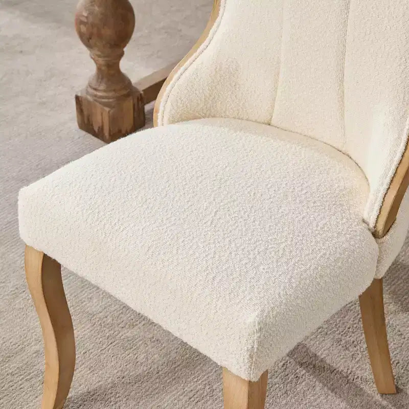 2 chaises sans accoudoirs en velours du milieu du siècle avec bordure en bois incurvée et pieds sculptés, sièges d'appoint rembourrés pour salle à manger, salon, chambre à coucher