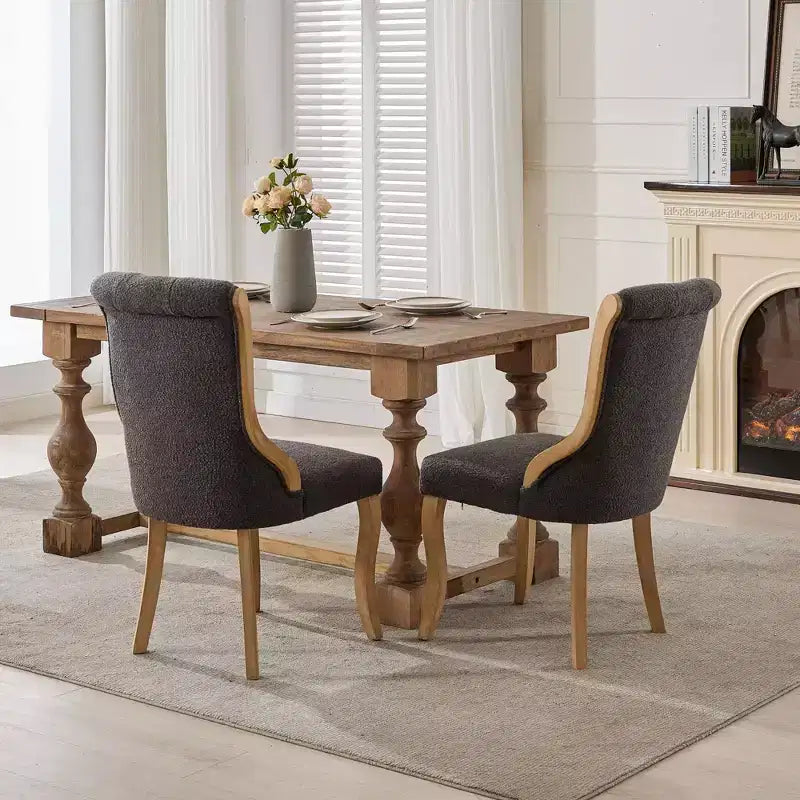 2 chaises sans accoudoirs en velours du milieu du siècle avec bordure en bois incurvée et pieds sculptés, sièges d'appoint rembourrés pour salle à manger, salon, chambre à coucher