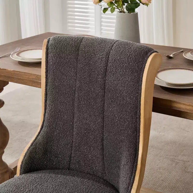 2 chaises sans accoudoirs en velours du milieu du siècle avec bordure en bois incurvée et pieds sculptés, sièges d'appoint rembourrés pour salle à manger, salon, chambre à coucher