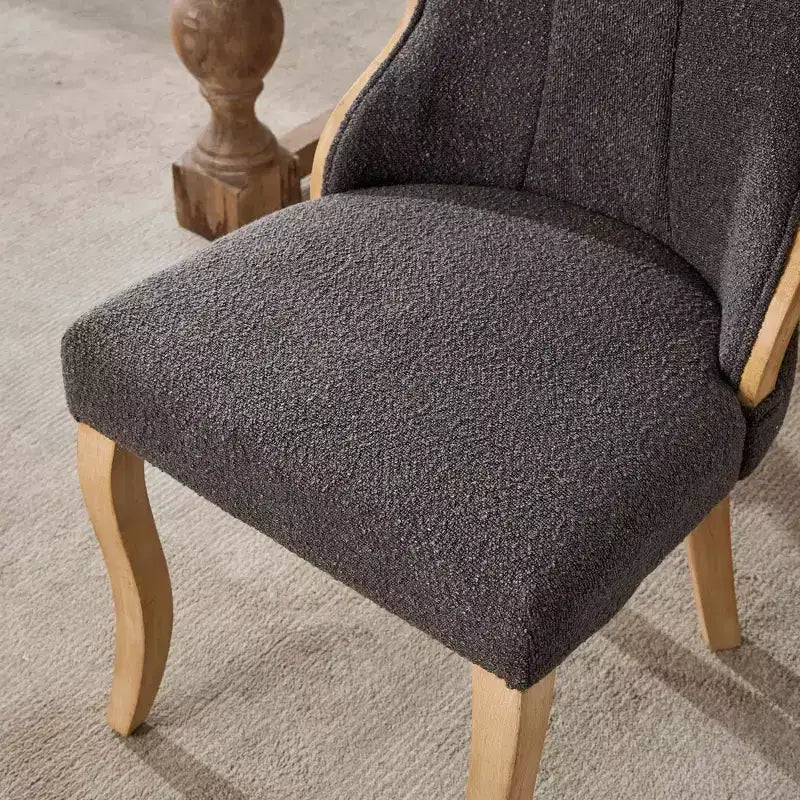 2 chaises sans accoudoirs en velours du milieu du siècle avec bordure en bois incurvée et pieds sculptés, sièges d'appoint rembourrés pour salle à manger, salon, chambre à coucher