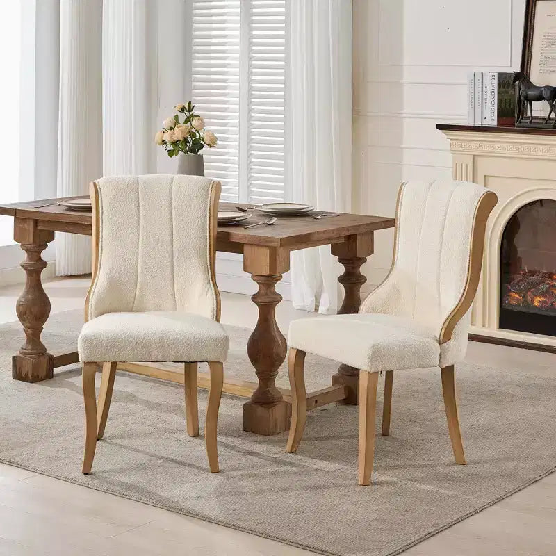 2 chaises sans accoudoirs en velours du milieu du siècle avec bordure en bois incurvée et pieds sculptés, sièges d'appoint rembourrés pour salle à manger, salon, chambre à coucher